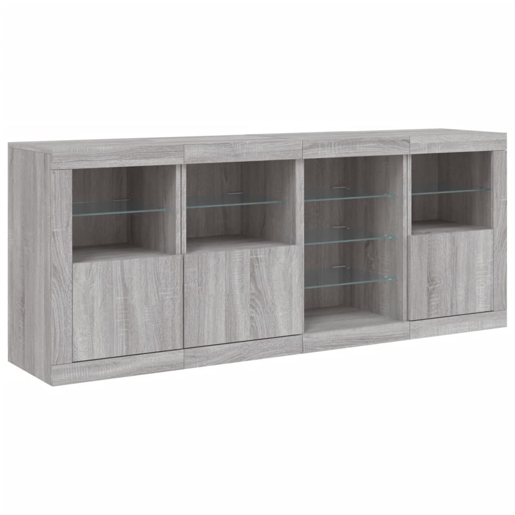 Skjenk Sonoma Grå med LED-lys 164x37x67 cm