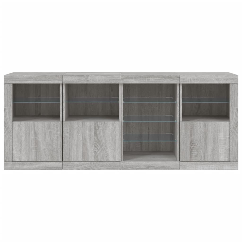 Skjenk Sonoma Grå med LED-lys 164x37x67 cm