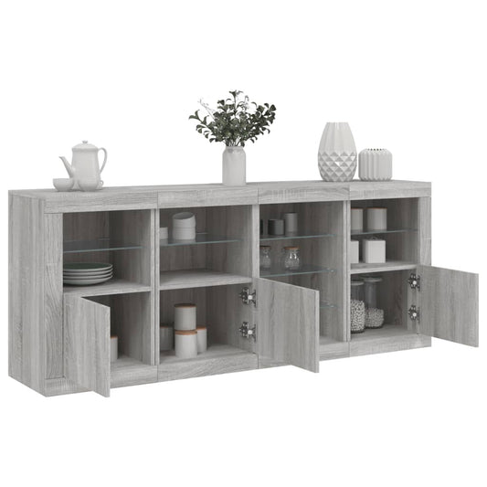 Skjenk Sonoma Grå med LED-lys 164x37x67 cm