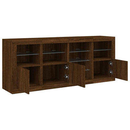 Skjenk Brun Eik med LED-lys 164x37x67 cm