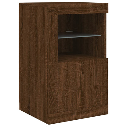 Skjenk Brun Eik med LED-lys 164x37x67 cm