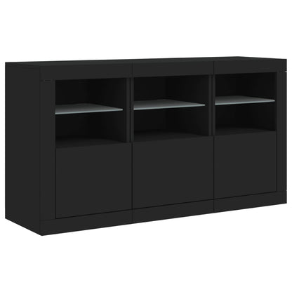 Skjenk Svart med LED-lys 123x37x67 cm