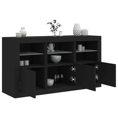 Skjenk Svart med LED-lys 123x37x67 cm