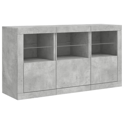 Skjenk Betonggrå med LED-lys 123x37x67 cm