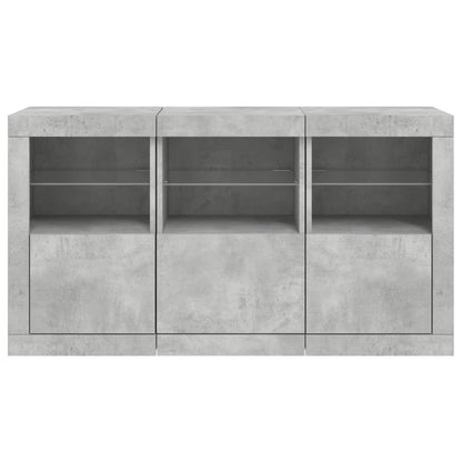 Skjenk Betonggrå med LED-lys 123x37x67 cm