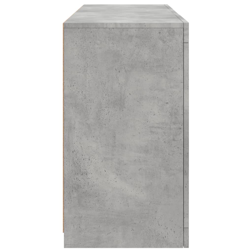 Skjenk Betonggrå med LED-lys 123x37x67 cm
