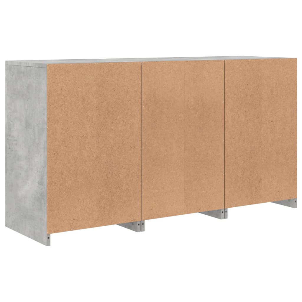 Skjenk Betonggrå med LED-lys 123x37x67 cm
