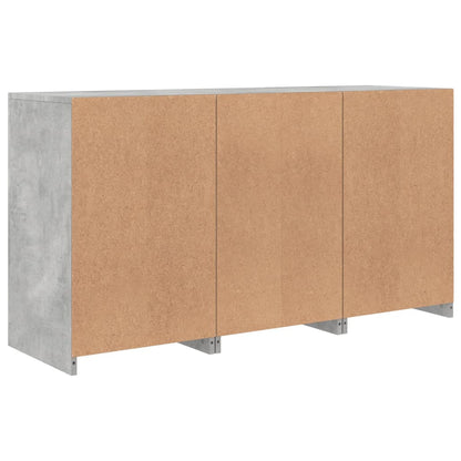 Skjenk Betonggrå med LED-lys 123x37x67 cm