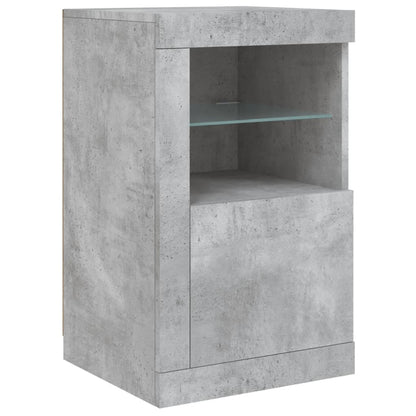 Skjenk Betonggrå med LED-lys 123x37x67 cm