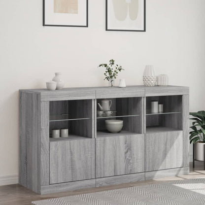 Skjenk Sonoma Grå med LED-lys 123x37x67 cm