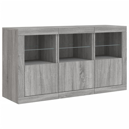 Skjenk Sonoma Grå med LED-lys 123x37x67 cm