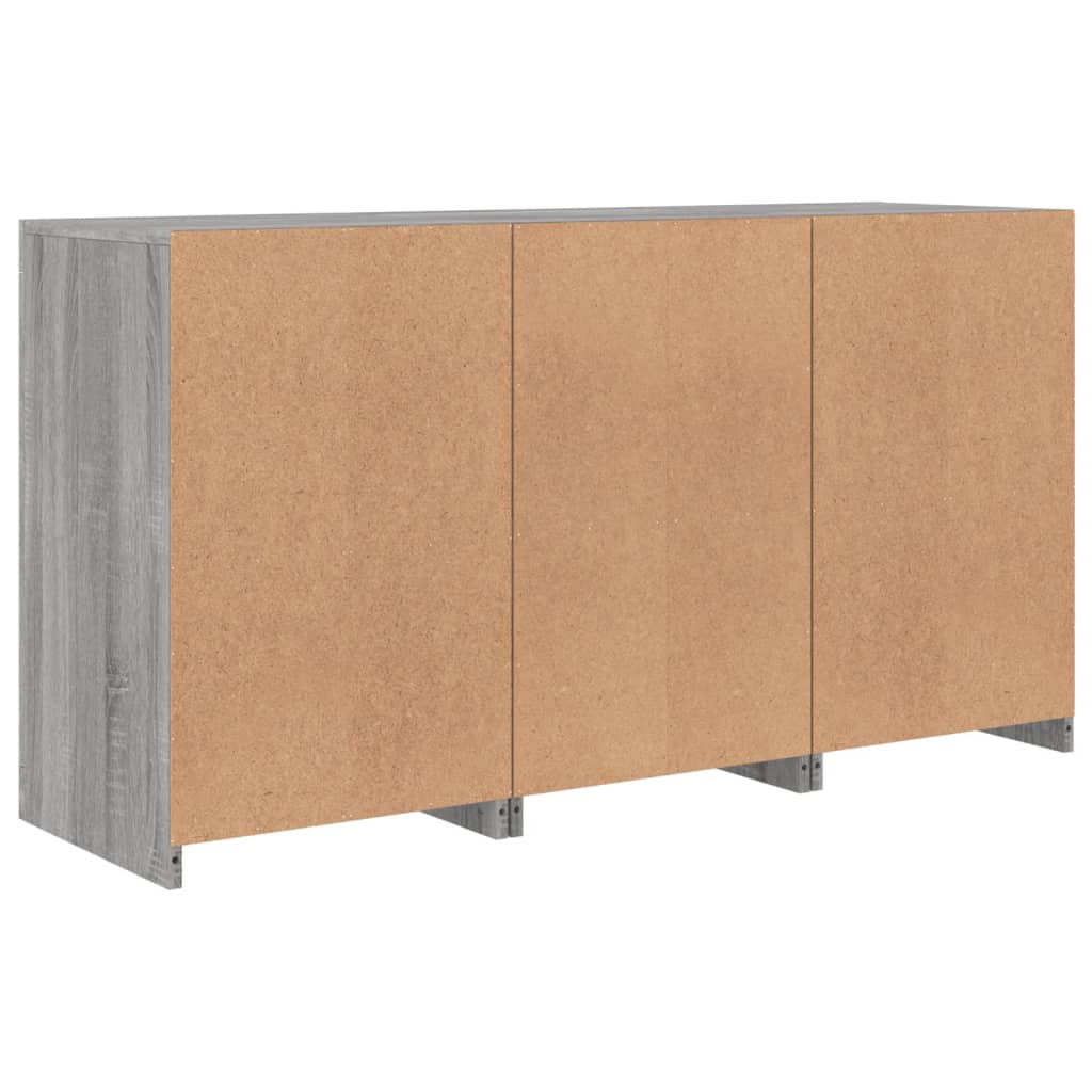 Skjenk Sonoma Grå med LED-lys 123x37x67 cm