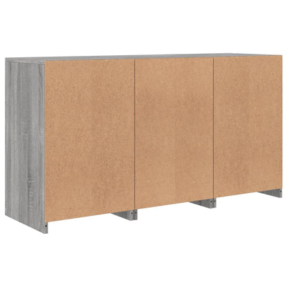 Skjenk Sonoma Grå med LED-lys 123x37x67 cm