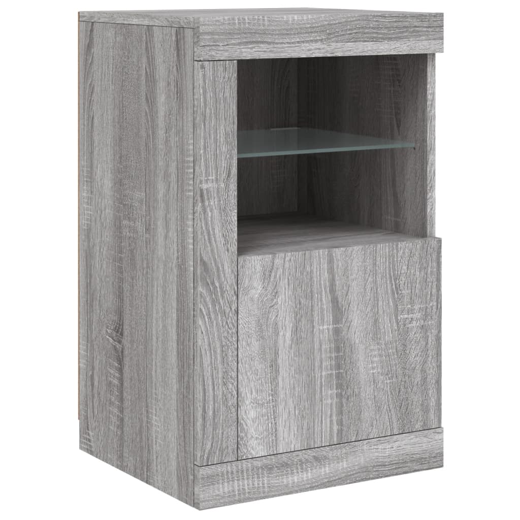 Skjenk Sonoma Grå med LED-lys 123x37x67 cm