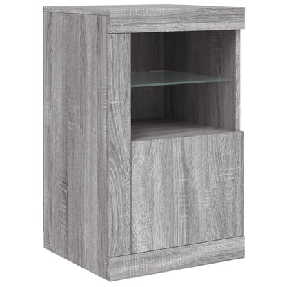 Skjenk Sonoma Grå med LED-lys 123x37x67 cm