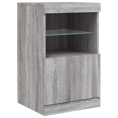 Skjenk Sonoma Grå med LED-lys 123x37x67 cm