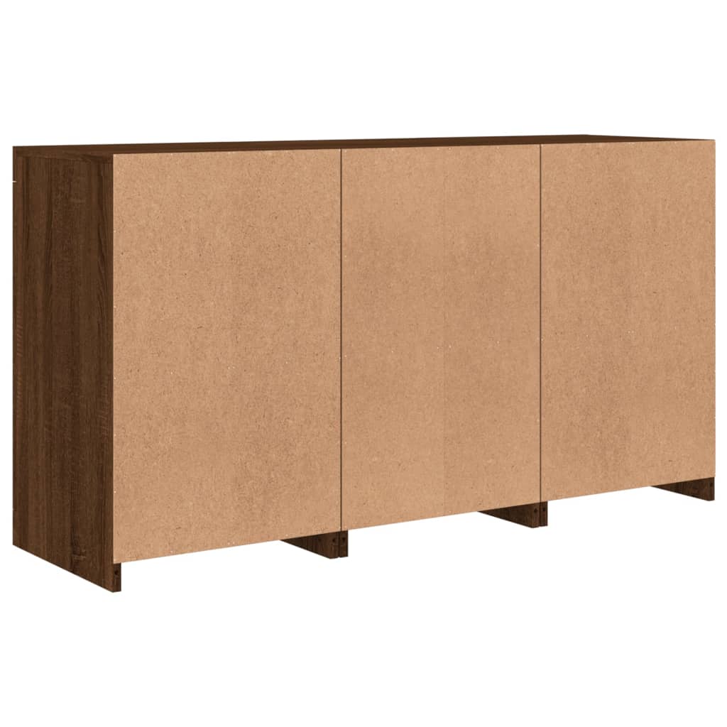 Skjenk Brun Eik med LED-lys 123x37x67 cm