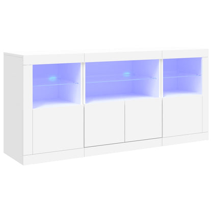 Skjenk Hvit med LED-lys 142,5x37x67 cm