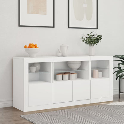 Skjenk Hvit med LED-lys 142,5x37x67 cm