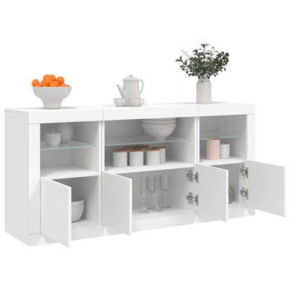 Skjenk Hvit med LED-lys 142,5x37x67 cm