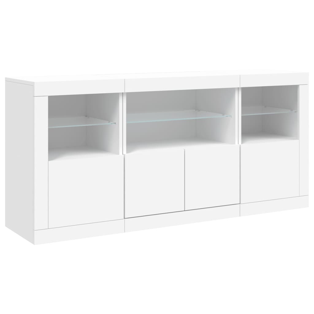 Skjenk Hvit med LED-lys 142,5x37x67 cm
