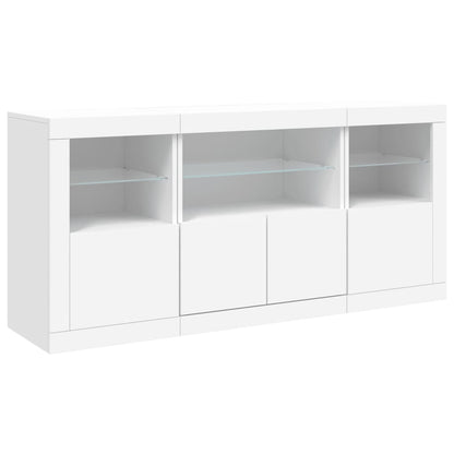 Skjenk Hvit med LED-lys 142,5x37x67 cm