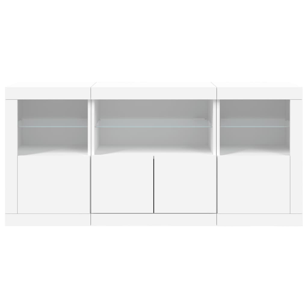 Skjenk Hvit med LED-lys 142,5x37x67 cm