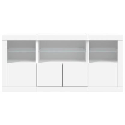 Skjenk Hvit med LED-lys 142,5x37x67 cm