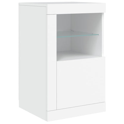 Skjenk Hvit med LED-lys 142,5x37x67 cm