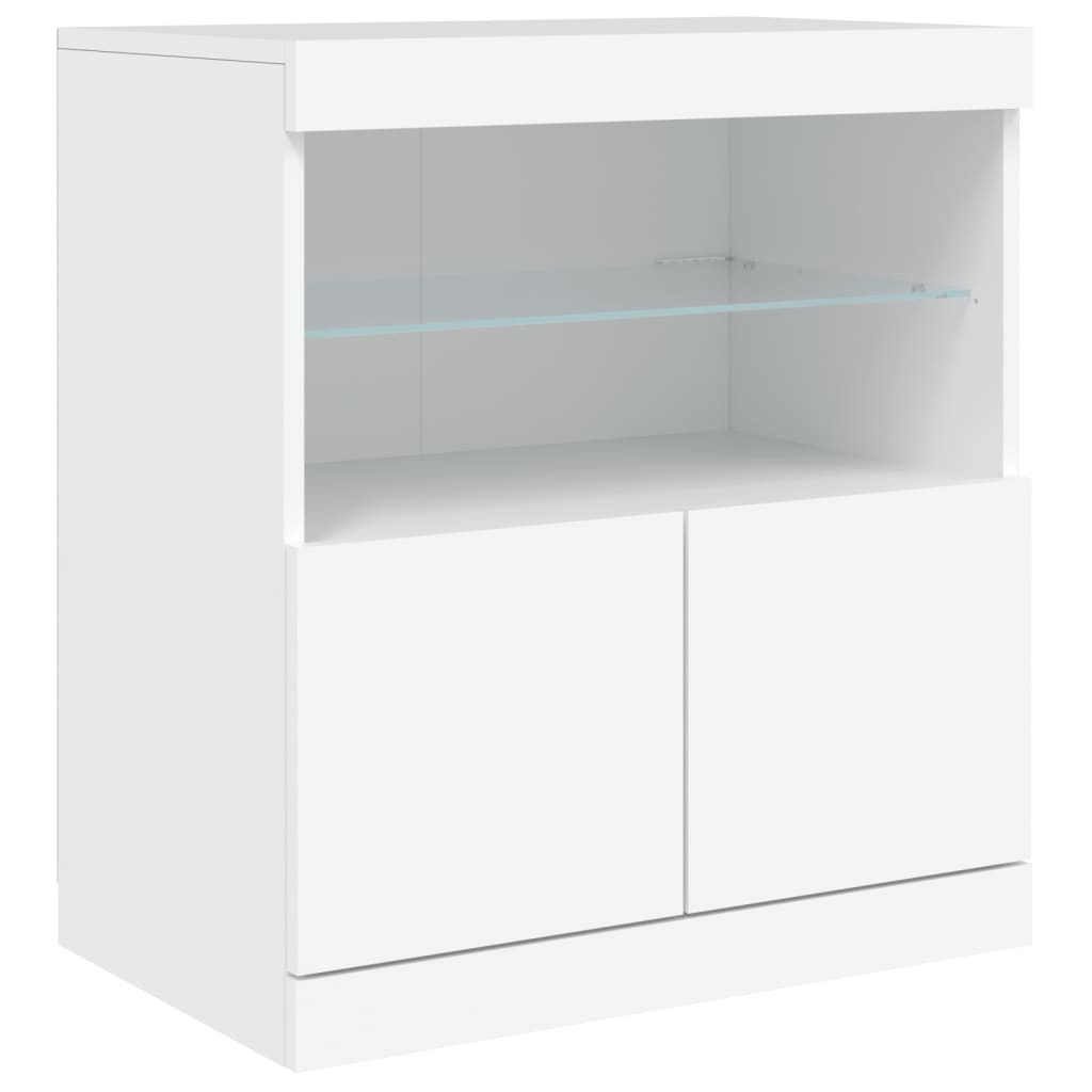 Skjenk Hvit med LED-lys 142,5x37x67 cm