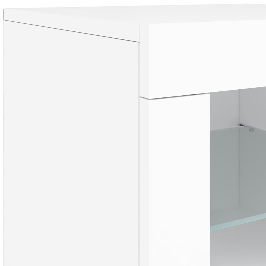 Skjenk Hvit med LED-lys 142,5x37x67 cm