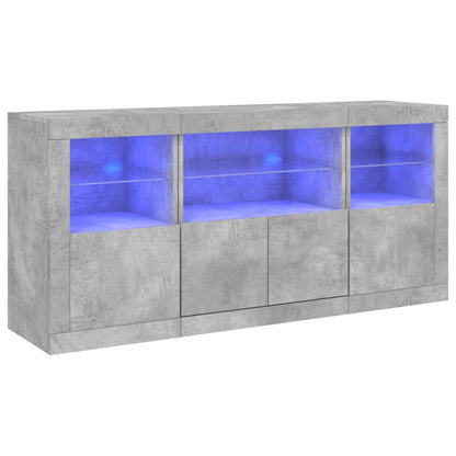 Skjenk Betonggrå med LED-lys 142,5x37x67 cm