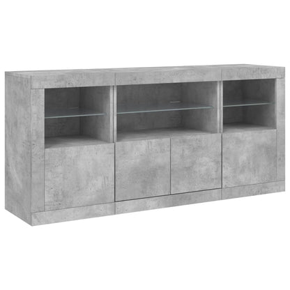 Skjenk Betonggrå med LED-lys 142,5x37x67 cm