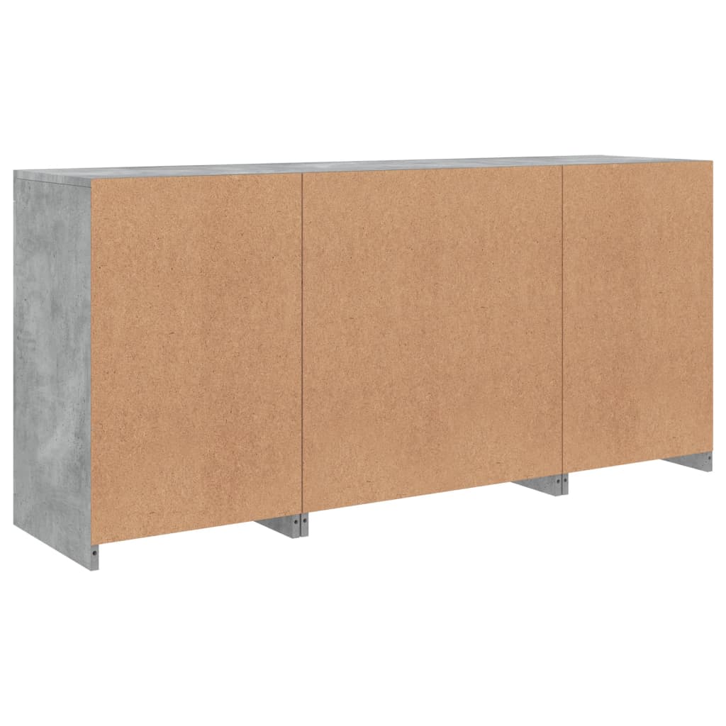 Skjenk Betonggrå med LED-lys 142,5x37x67 cm