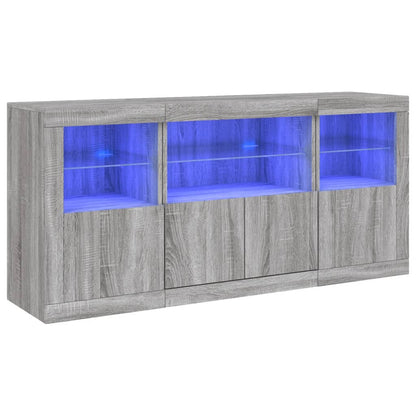 Skjenk Sonoma Grå med LED-lys 142,5x37x67 cm