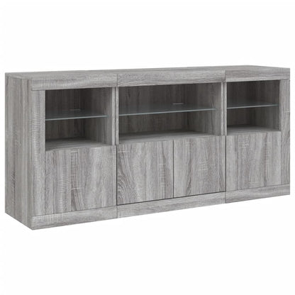 Skjenk Sonoma Grå med LED-lys 142,5x37x67 cm