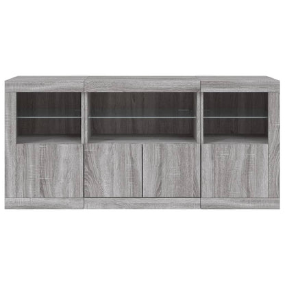Skjenk Sonoma Grå med LED-lys 142,5x37x67 cm