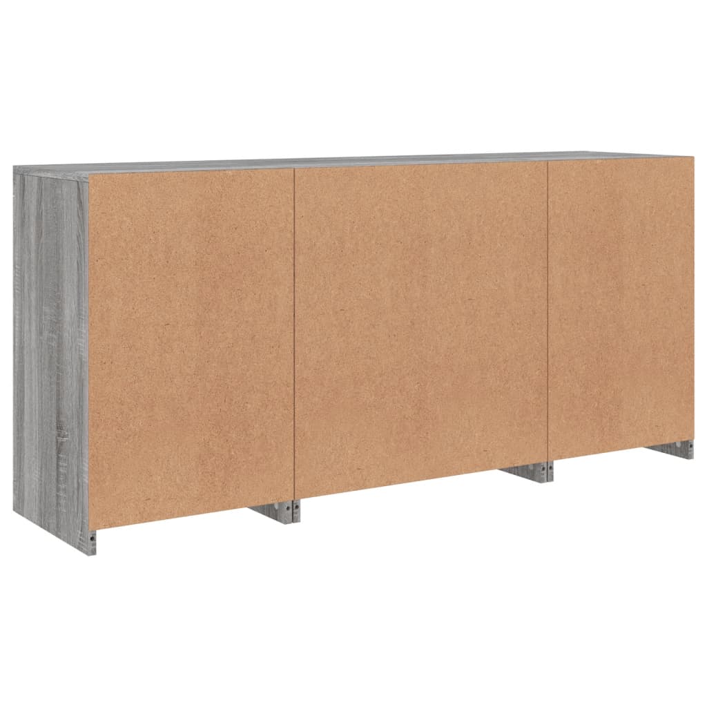 Skjenk Sonoma Grå med LED-lys 142,5x37x67 cm