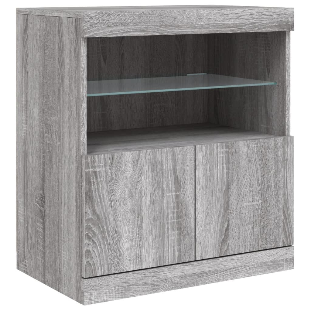 Skjenk Sonoma Grå med LED-lys 142,5x37x67 cm