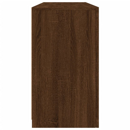 Skjenk Brun Eik med LED-lys 142,5x37x67 cm