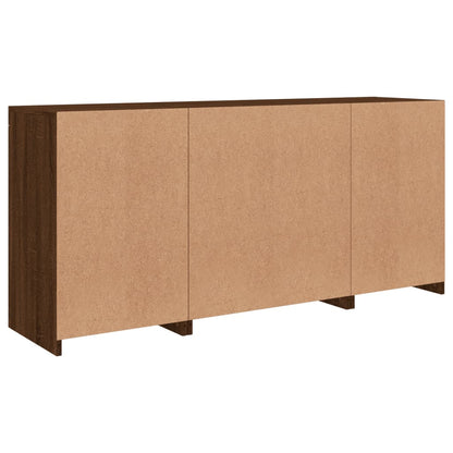 Skjenk Brun Eik med LED-lys 142,5x37x67 cm