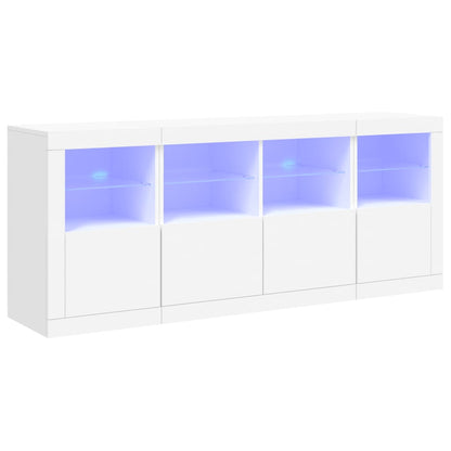 Skjenk Hvit med LED-lys 163x37x67 cm
