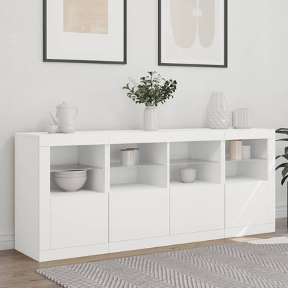 Skjenk Hvit med LED-lys 163x37x67 cm