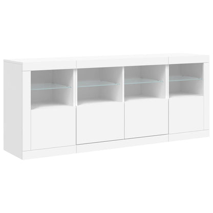 Skjenk Hvit med LED-lys 163x37x67 cm