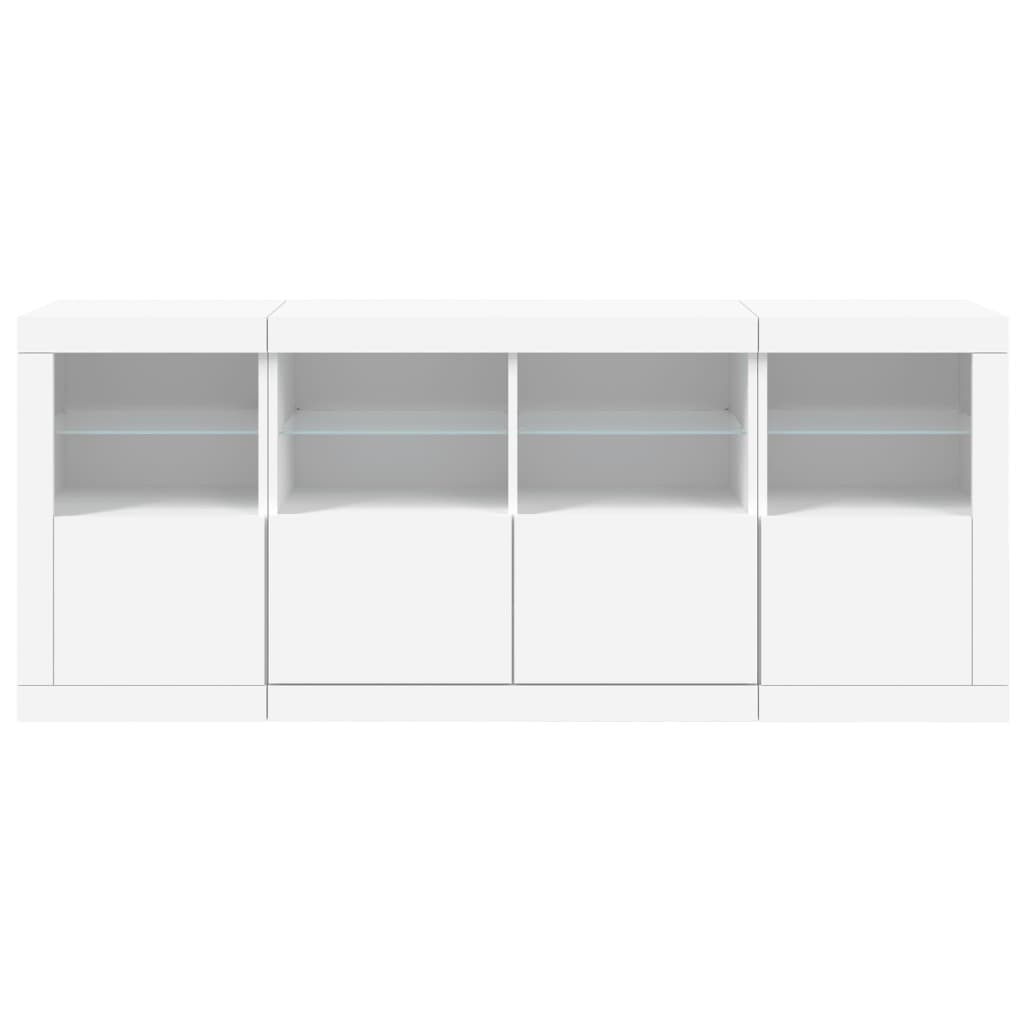 Skjenk Hvit med LED-lys 163x37x67 cm