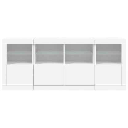 Skjenk Hvit med LED-lys 163x37x67 cm