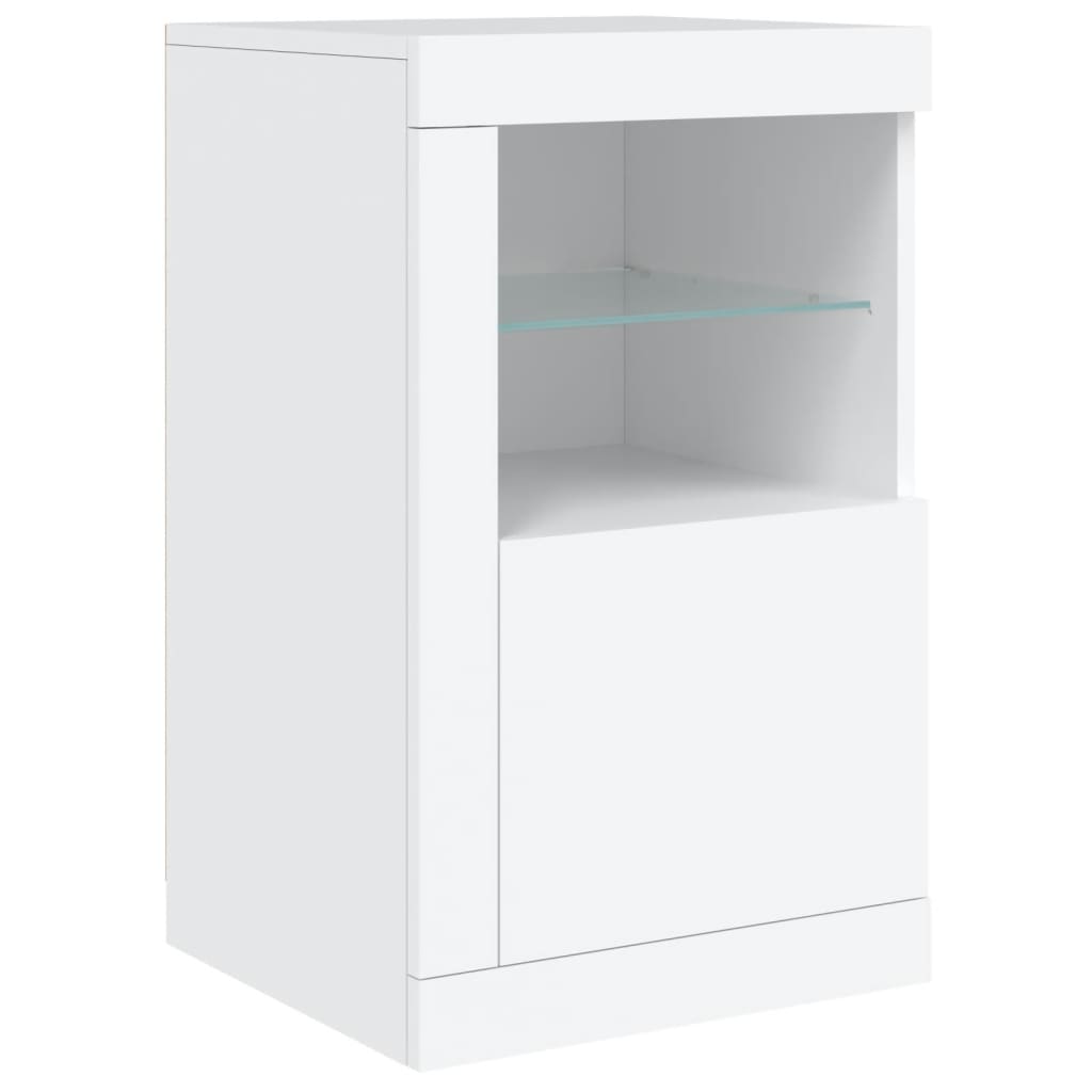 Skjenk Hvit med LED-lys 163x37x67 cm