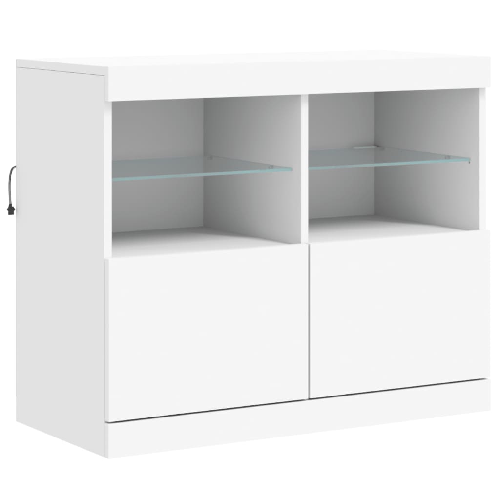 Skjenk Hvit med LED-lys 163x37x67 cm