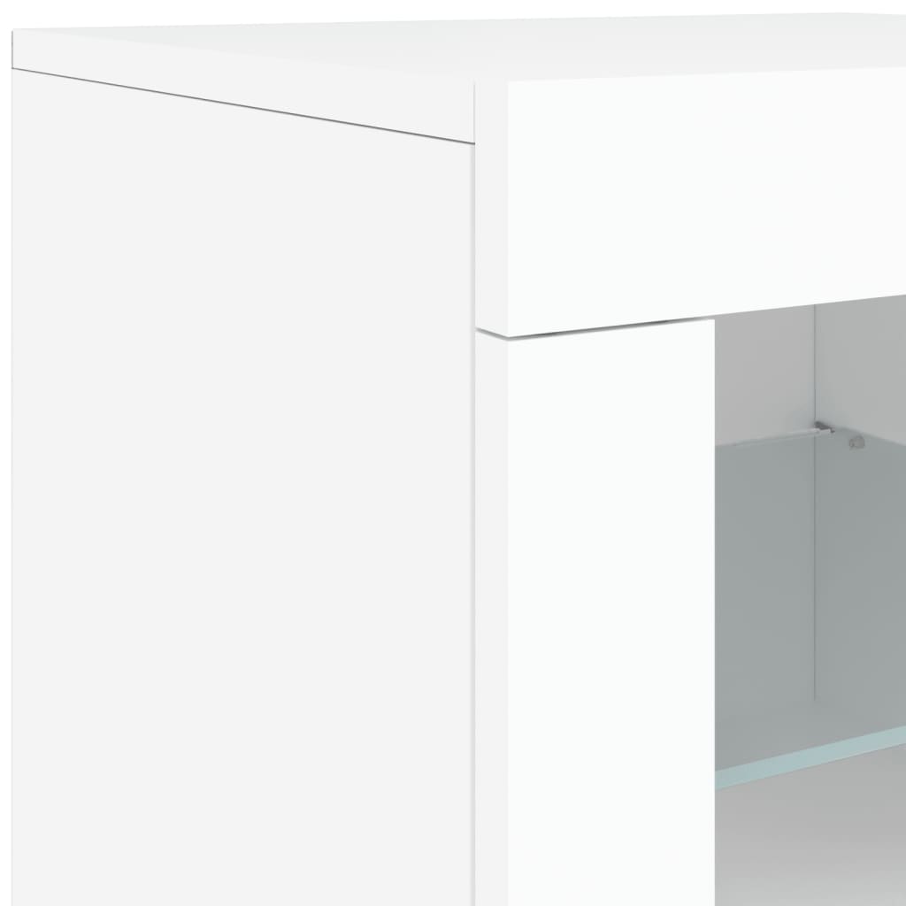 Skjenk Hvit med LED-lys 163x37x67 cm