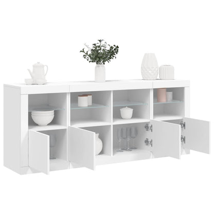 Skjenk Hvit med LED-lys 163x37x67 cm